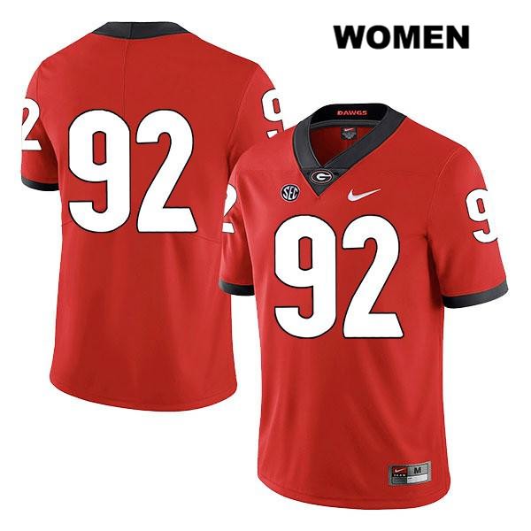 Georgia Bulldogs Women's Justin Young #92 NCAA No Name Legend Authentic Red Nike Stitched College Football Jersey TKZ7156VH